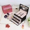 Three Layer Jewelry Storage Organizer Box PU Earring Necklace Display
