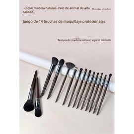 Brochas para Maquillaje FFlion Set Brochas para Maquillaje Profesional Pelo Natural para Maquillaje Brochas para sombra de Ojos y Rostro Regalo Ideal (amarillo-marrón, 14x)