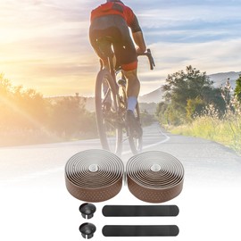 BULLSPANN 1 Pair Bicycle Handlebar Tape for Road Bike Anti-Slip Shock Absorbing Handlebar Tape Breathable Grip Tape for MTB Length 2.16M Light Brown