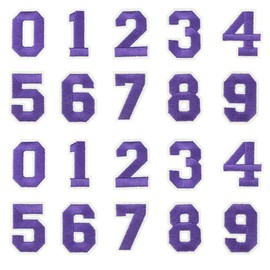 2 Sets Number Patches Set Number Appliques 0-9 Iron On Stickers Sew On Decals Iron On Numbers for Jerseys Varsity Jacket Fabric Embroidered DIY Decorations Craft Project Accessories 2.0 Inch(Purple)