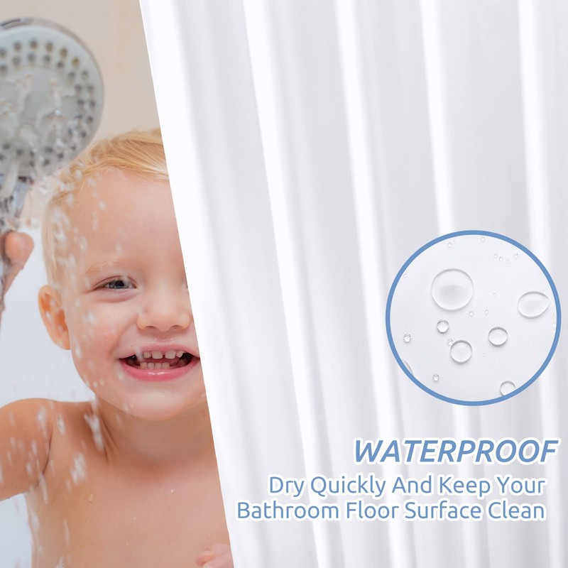 downluxe Waterproof Fabric Shower Curtain Liner - Soft Cloth Shower