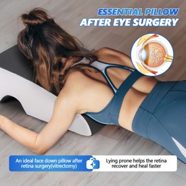 Jacobable Face Down Pillow After Eye Surgery, Ergonomic Face Down Pillow for Sleeping, Prone Pillow After Eye Surgery for Massage and Stomach Sleeping, Vitrectomy Pillow with Handle and Pocket(Gray)