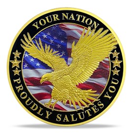 Military Thank You for Your Service Challenge Coin Appreciation Coins Gift for Veterans Soldiers -Proudly Salutes You