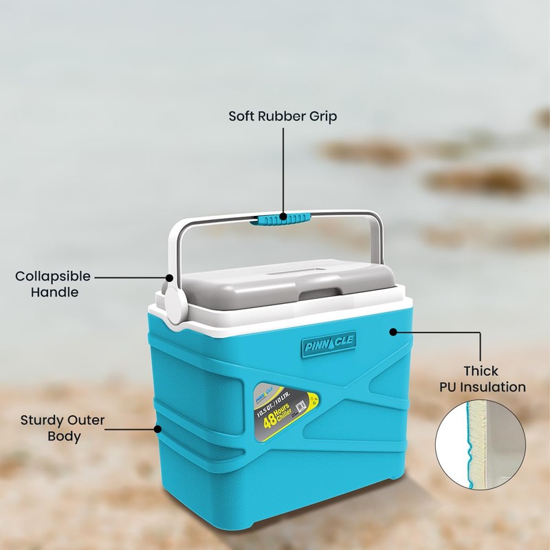 Pinnacle 10 Liter Insulated Cooler Lunch Box -Portable Camping/Picnic Hard