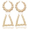 Goldtone 3.25 Inch Bamboo Style Hoop Earrings and a Triangle