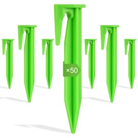 OFFCUP Ground Spikes for Robotic Lawnmower, 50pcs Ground Anchor, Universal Ground Anchor Lawn Mower Peg Ground Hooks for Robotic Lawnmowers Boundary Cable Wire Nail Hooks(Green)