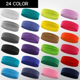 Sweat-Absorbing Sports Headband for Tennis, Running & Workouts Headband White 4ea