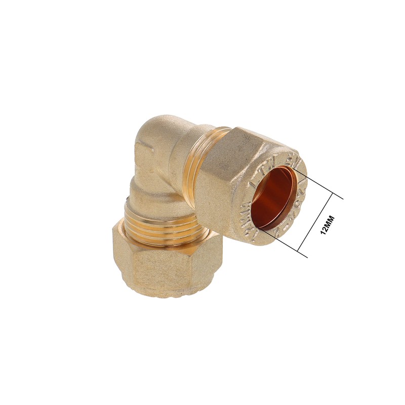 LTWFITTING 12MM OD 90 Degree Compression Elbow, Brass Compression Fitting