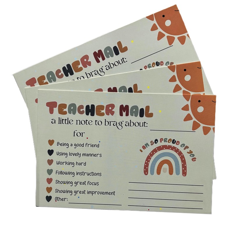 UMOKO Teacher Mail Notes for Parents, 50-Pack, 4x6 inches, Positive