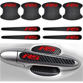 8PCS Car Door Handle Scratch Protectors, Carbon Fiber Textured Door Handle Bowl Sticker Compatible with Chevy Camaro RS Auto Exterior Decor Universal for Cars SUV Truck RV