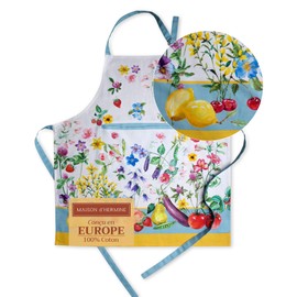 Maison d'Hermine 100% Cotton 1-Piece Kitchen Apron with Adjustable Neck and Middle Pocket, Long Ties for Women/Men, Spring/Summe
