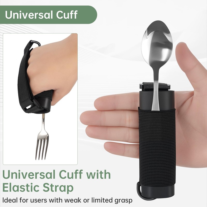 Awaiymi Black Universal Cuff, Leather ADL Cuff with Elastic Strap,