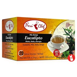 Peruchef Te Mix-herbal Eucalipto, Menta, Muña y Borraja | Peruvian 20 Tea Bags Eucalyptus