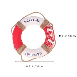 Happyyami Hanging Lifebuoy Ornaments Nautical Lifering Decorations for Home Wall Decor Life Saving Ring with Rope for Balcony Welcome on Board Life Ring Decoration