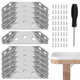 Universal Furniture Corner Connector, 10 Pcs Stainless Steel Angle Corner Brackets with Screws, Trapeziform Corner Braces for Cabinet, Closet, Furniture
