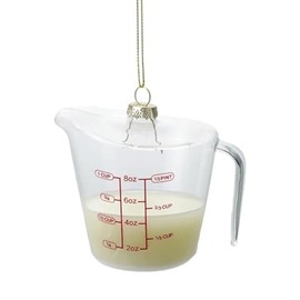 The Bridge Collection Measuring Cup with Milk Ornament - 4" Glass Measuring Cup Christmas Ornament - Gift for Bakers and Cook - Replica of 1 Cup, Half Pint or 8oz Liquid Fluid Ounce Measurment Cups