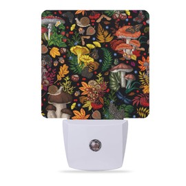 Meikosks Mushrooms Night Light,Mushroom Plants Berries Butterfly Night Lights Plug into Wall for Boys Girls, Led Lamp for Stairway/Hallway/Bedroom 0.5W Nightlight Sleep Friendly