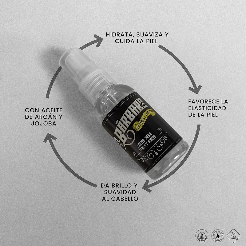 Aceite para Barba y Bigote, Con Aceite de Argán y