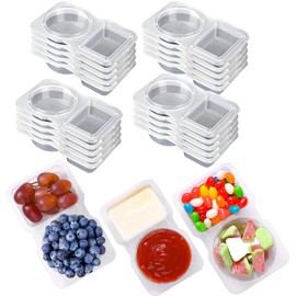 Double Compartment Condiment Containers Food Storage Meal Prepsauce Containers With Lid Reusable Freezer Safe Microwavable for Food Take-Out And Delivery(20pc)
