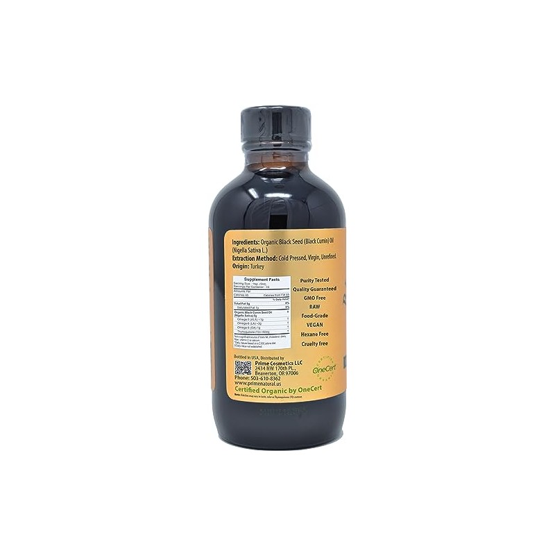 Prime Natural Aceite de Comino Negro Org?nico 118 Ml(4 Oz)