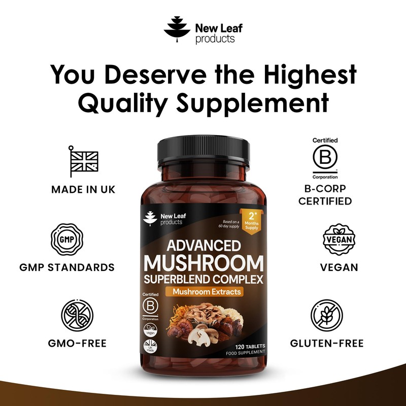 Mushroom Complex - Lions Mane + Cordyceps Chaga Reishi Shiitak,Maitake