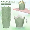 Whaline 200Pcs Sage Green Tulip Cupcake Liners Green Muffin Baking