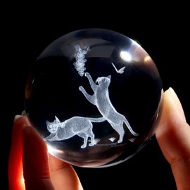 XIANNVXI 3D Cat Crystal Ball Paperweight Cat Gifts for Women Cat Gifts for Cat Lovers Cat Lamp Crystal Lamp Cat Ornament Paperweight Cat Lover Gifts Cute Bedroom Decor