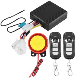 TKSE Motorcycle Alarm System, 12V Universal Motorcycle Wireless Anti-Theft Security System with 2 Remote Control 1-5 Level Sensitivity Adjustable for Motorbike