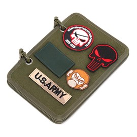 Tiardey Set of Patch Book, 4 Sides, Fold-Down Patch Holder, Mini Panel, Badge Display with Removable D-Clip for Patch Display, Badge Collection, Hook Plate, Green