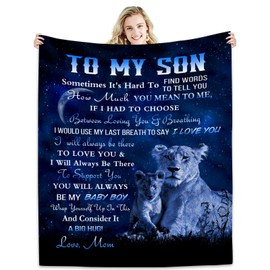 Hcoviv Son Gifts Blanket 60"X 50" - to My Son - Son Gifts from Mom - Funny Gifts for Son Blanket - Best Birthday Gift Ideas for Son - Gifts for Grown Son - Son Gift from Mother Blankets for Christmas