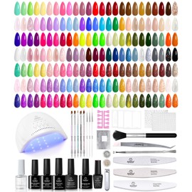 Beetles Gel Nail Polish Kit with U V Light, 100 Colors Gel Polish 133 Pcs Nail Stuff Kit for All Seasons with Base and Matte&Glossy Top Coat Infinite Inspirations Soak Off Gifts for Women Girls Teen