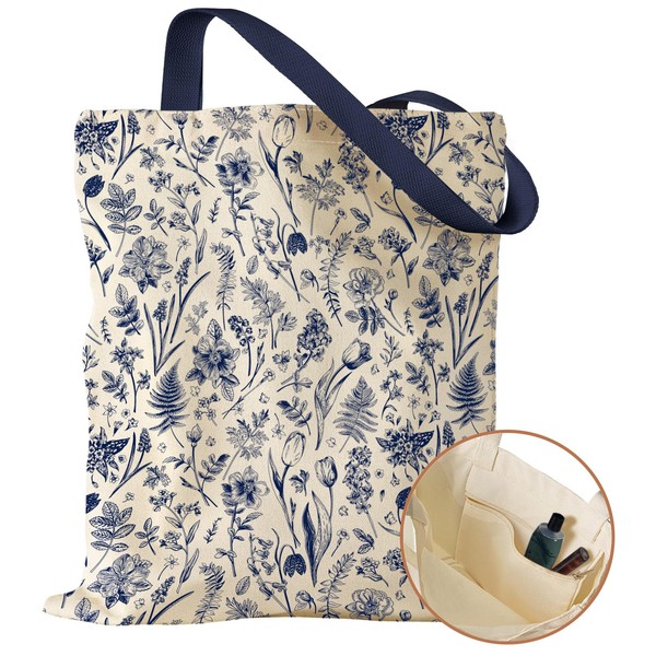 Miss Adola Aesthetic Canvas Tote Bag with Inner Pocket for