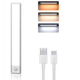 mpowtech LED Closet Lights,Rechargeable Under Cabinet Lighting Wireless, 3 Color Temps Under Cabinet Lights, Dimmer Motion Sensor Light Indoor for Pantry, Kitchen, Bedroom (1Pack-3.94inch)