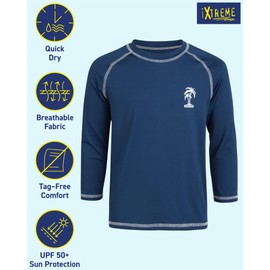 iXtreme - playera de natación para niños con protección solar y arena de secado rápido para niños (2T-20), marino, 8