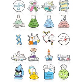 Patelai 20 Pcs Science Enamel Pins for Badge Science Pins Bulk Cute Kawaii Cartoon Scientist Lapel Laboratory Brooch Pin for Lab Week Gifts Backpacks Adults Caps Bags