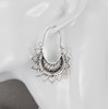 Silver earrings hoops filigree medallion earrings door knocker hoop huggie