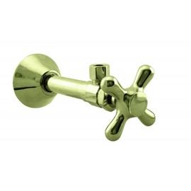 Westbrass D1112X-01 Cross Handle Angle Stop Shut Off Valve 1/2" Copper Sweat x 3/8" OD Compression Outlet, Polished Brass