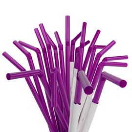 Paper Wrapped Plastic Flexible Drinking Straws - 7.75" x 0.23" (250, Purple)