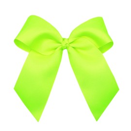 WD2U Girls Large 6" Grosgrain Knotted Hair Bow with Tails on French Clip Barrette (Neon Green)