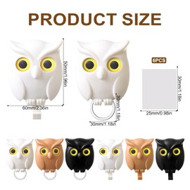 Keboyoe 6 Stück Eulen SchlüSselhaken, SchlüSsel Aufbewahrung Eule Magnet SchlüSselhalter Owlhook SchlüSselhalter Wand Eule Selbstklebender mit Offenem und Geschlossenem Augen-Design für Zuhause,Büro