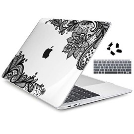 DONGKE for MacBook Air 13 Inch Case Model: A2337 M1 A2179/A1932 2022 2021 2020 2019 2018 Release Hard Shell Case & Keyboard Cover Compatible with MacBook Air 13.3 inch Touch ID & Retina - Black Lace