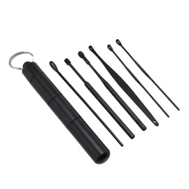 Ear Cleaning Ear Brushes, Ear Wipes, Ear Cleaner, Spiral Shape, Key Holder, Screw Type, Aluminum, Ear Scratching, Lightweight, Portable, Lightweight, Convenient, Moisture-Proof, Trinket Holder, Outdoors, Mountain Climbing, 6 Pieces, Black