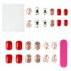 Christmas Press on Nails White Short Square - ZWENJIE Winter