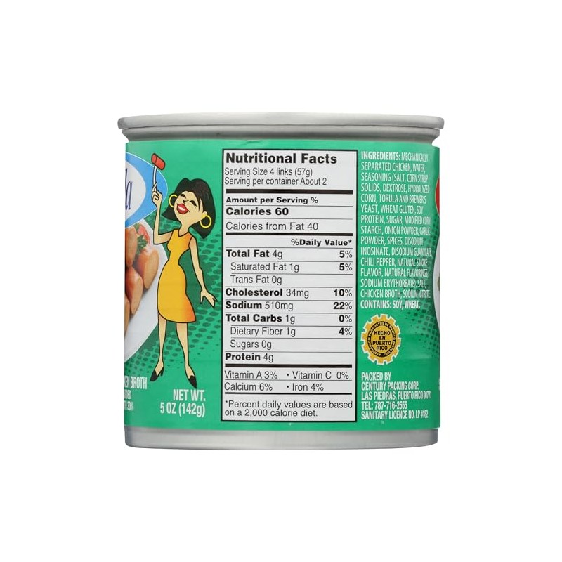 Carmela Chicken Vienna Sausage in Chicken Broth, Natural Smoke Flavor,