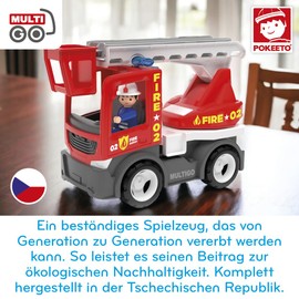 MultiGO Fire Sandpit Toy for Children from 3 Years - Large Rotary Ladder Vehicle with Fireman - Fire Brigade Sand Toy for Outdoor Games - Fire Engine for the Garden