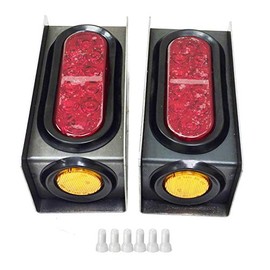 LIBRA 2 Steel Trailer Light Boxes with 6" LED Oval Tail Lights & 2" LED Amber Round Side Lights with wire connectors