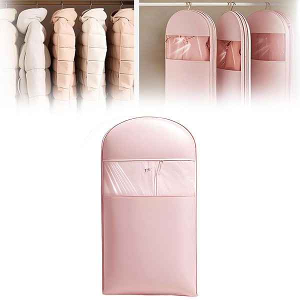 Space Saving Hanging Garment Bag with Self Compression Zipper, Space