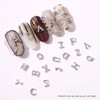 Letters Nail Charms for Acrylic Nails，52PCS Sliver Letters Nail Rhinestones