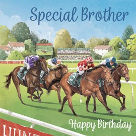 Hunts England - Brother Horse Racing Fun Birthday Card - Milo's Gallery - Sport Birthday Card For Brother - For Horse Racing Fan - Boys, Men, Kids, Adults