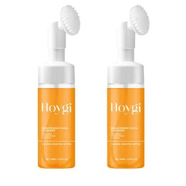HOYGI Turmeric Face Cleanser With Brush, Turmeric Cleansing Mousse, Facial Cleanser, Tone Enhancing Formula, Soothing Glowing Skin - Specification: 2 Bottles